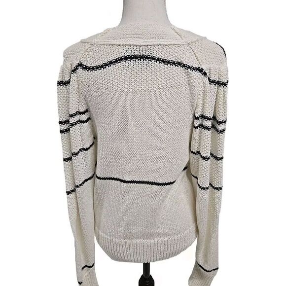 Brochu Walker Sasha Striped V-Neck Knit LS Sweater Cotton Wool Blend Women’s S - Picture 4 of 10